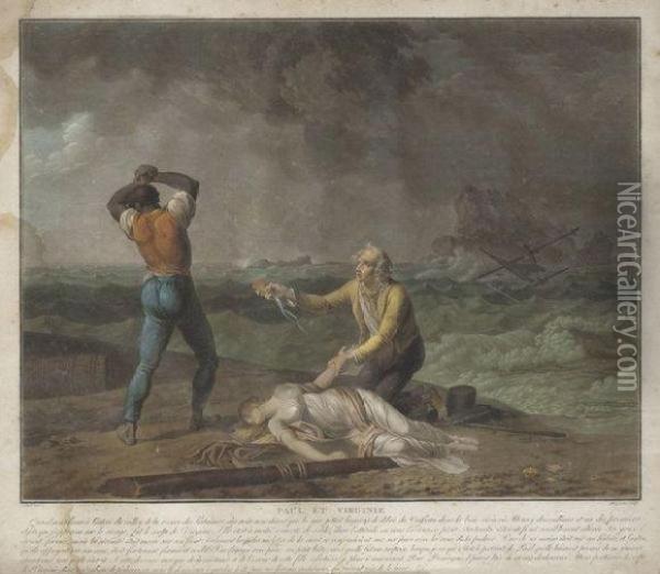 L'histoire De Paul Et Virginie Oil Painting - Charles-Melchior Descourtis