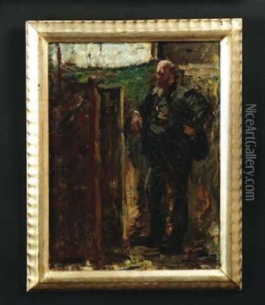 Portratstudie Des Kunstkritikers Hermann Tafel Oil Painting - Hermann Pleuer