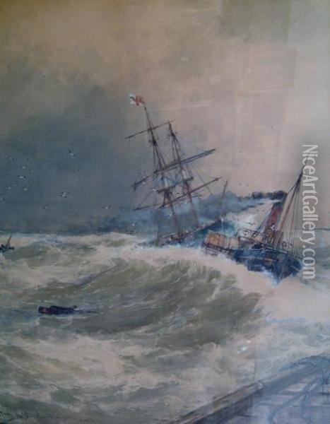 Rescued From Caister Bank Oil Painting - Thomas Bush Hardy