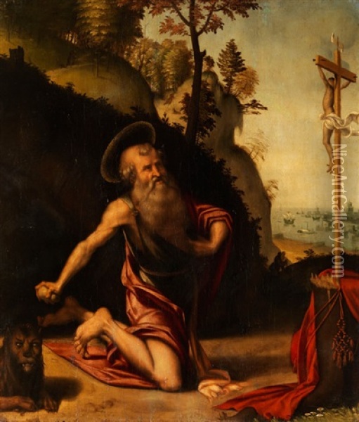 San Girolamo Penitente  (der Heilige Hieronymus Als Busser) Oil Painting - Andrea Previtali