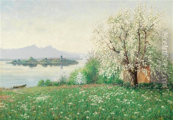 Spring Morning, Frauenchiemsee Oil Painting - Philipp Graf