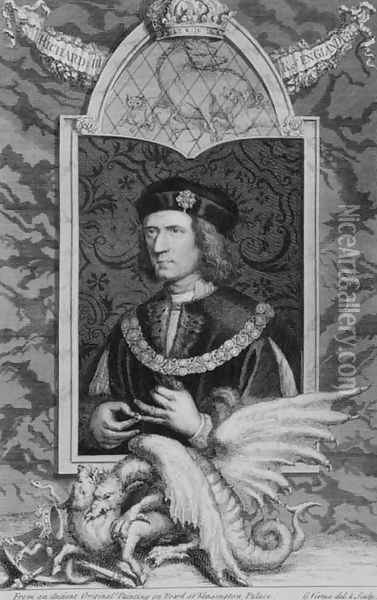Richard III 1452-85 King of England from 1483, after a portrait in Kensington Palace, engraved by the artist Oil Painting - George Vertue