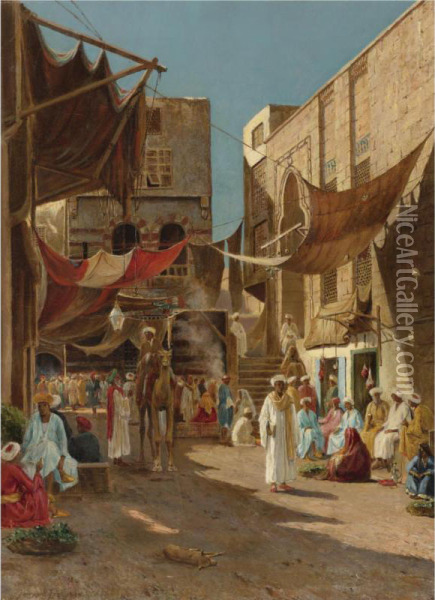 A Day In The Market Oil Painting - Henry Augustus Ferguson