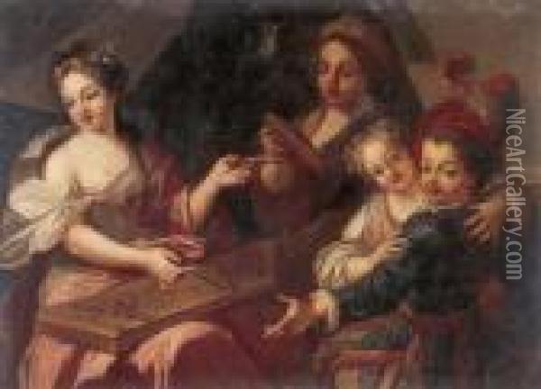 A Family Musical Group Oil Painting - Antonio Amorosi