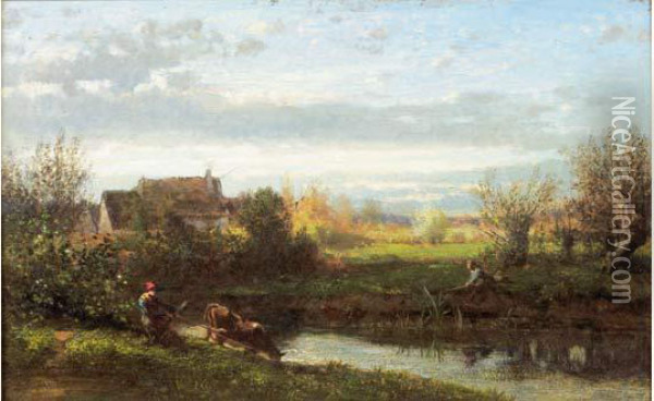 Paysage Oil Painting - Emile Charles Lambinet
