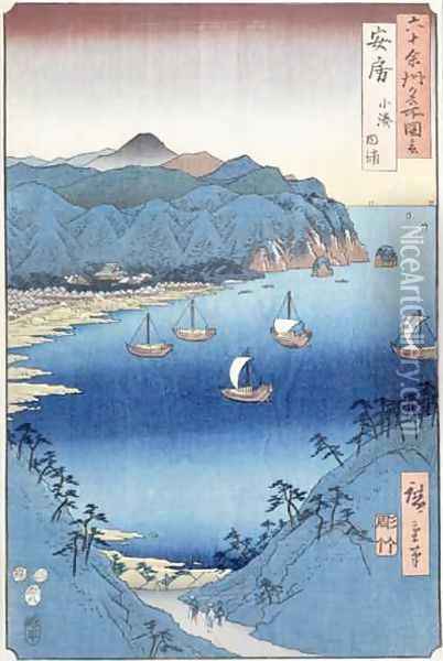 Kominato Bay Awa Province Oil Painting - Utagawa or Ando Hiroshige