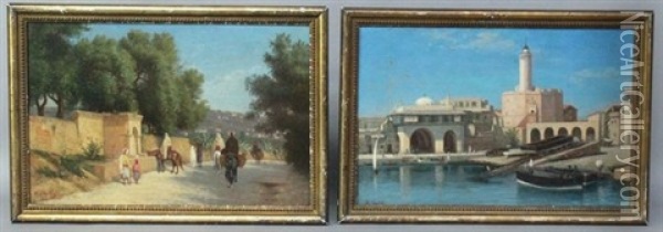 Le Puits (+ Le Port; 2 Works) Oil Painting - Hippolyte Plantet