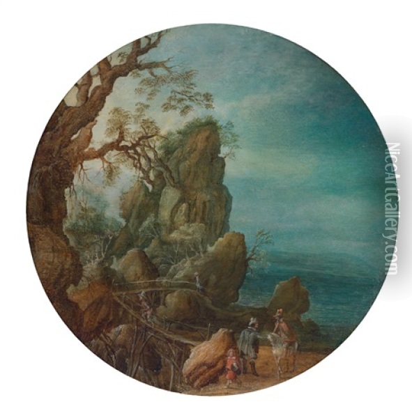 Gebirgslandschaft Mit Reisenden Oil Painting - Gillis Claesz De Hondecoeter