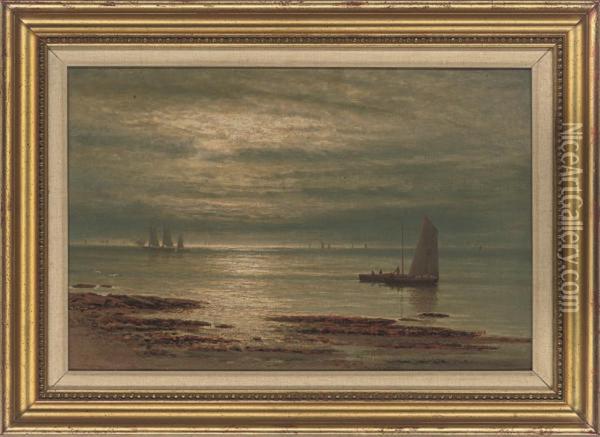 Fishing Boats At Sunset Oil Painting - William Barclay