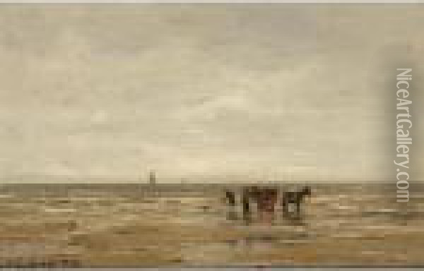 Shell Fishers On The Beach Oil Painting - Hendrik Willem Mesdag