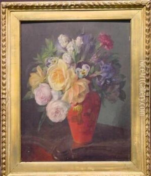Floral Still Life Oil Painting - Jose Maria Murillo Y Bracho