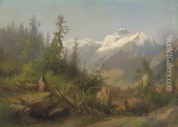 In The Sierras Oil Painting - Hermann Herzog