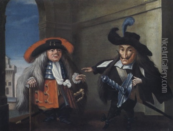 Due Cavalieri Oil Painting - Faustino Bocchi