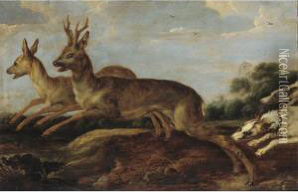 Sold By The J. Paul Getty Museum To Benefit Future Painting Acquisitions
 

 
 
 

 
 A Stag Hunt Oil Painting - Paul de Vos