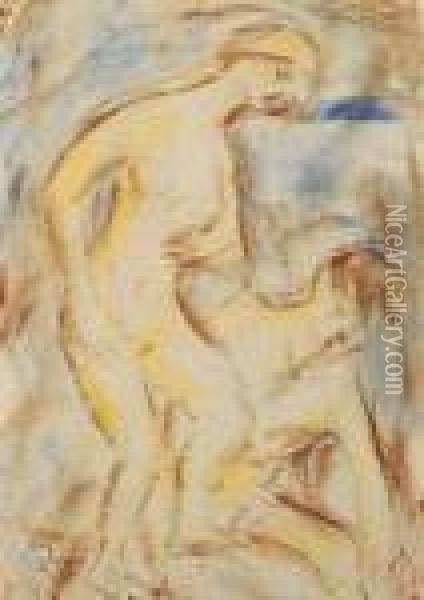 Nacktes Paar Im Schilf Oil Painting - Christian Rohlfs