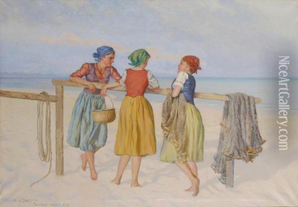 Tre Flickor Oil Painting - Emil Lindgren