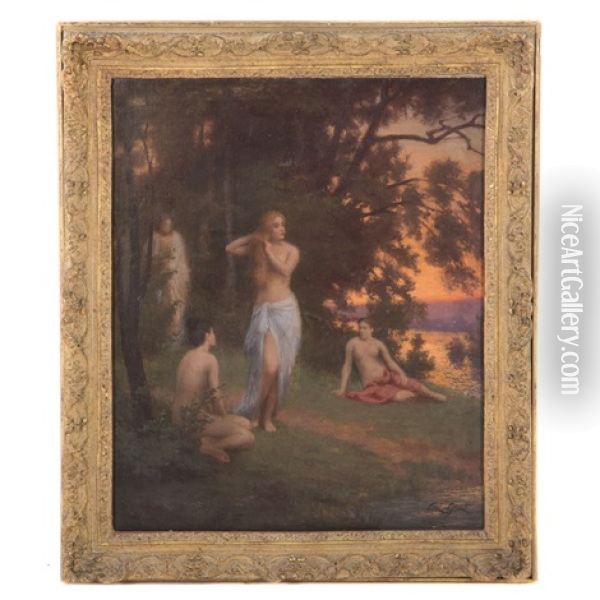 Bathers By The Lake Oil Painting - Victor Gabriel Gilbert