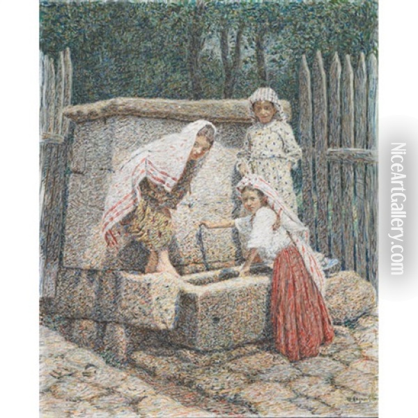 Kutnai (by The Well) Oil Painting - Spiro Bocaric