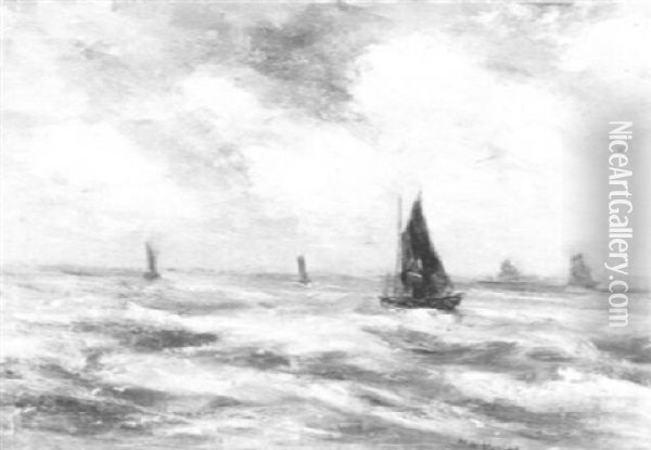 Bateaux En Mer Du Nord Oil Painting - Hendrik Willem Mesdag