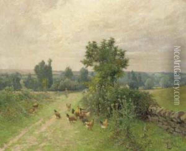 Tending The Hens Oil Painting - Edouard Pail