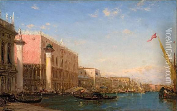 Venise, Le Palais Des Doges. Oil Painting - Felix Ziem