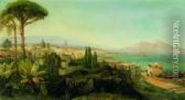 Il Golfodi Napoli Oil Painting - Pierre-Henri-Theodore Tetar van Elven