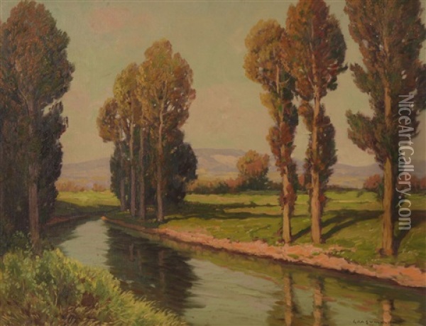 River Landscape Oil Painting - Peter Grabwinkler