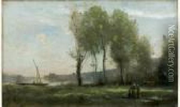 Prairie Au Bord De L'eau, Le Matin Oil Painting - Jean-Baptiste-Camille Corot