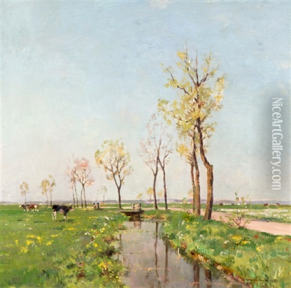Weiland Met Koeien, Mogelijk Omgeving Woerden Oil Painting - Cornelis Vreedenburgh