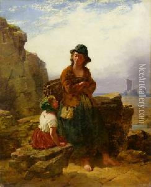 Mother And Child Oil Painting - James John Hill