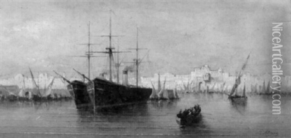 Der Hafen Von Alexandria Oil Painting - Edmond Marie Petitjean