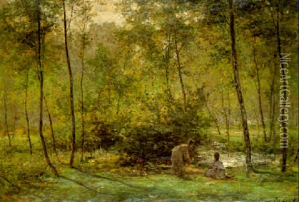 Bathers By A Stream Oil Painting - Cesar De Cock