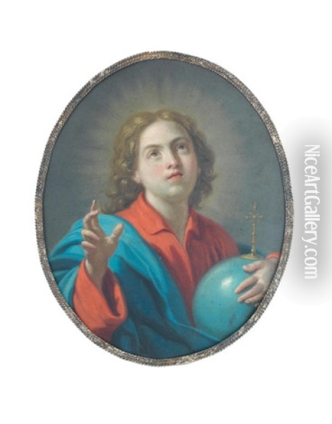 Christ As Salvator Mundi Oil Painting - Francesco de Mura
