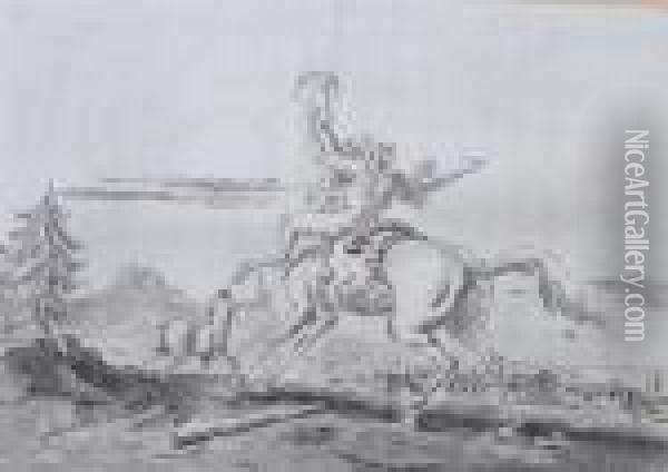 Centaur And Satyr Oil Painting - Giovanni Domenico Tiepolo