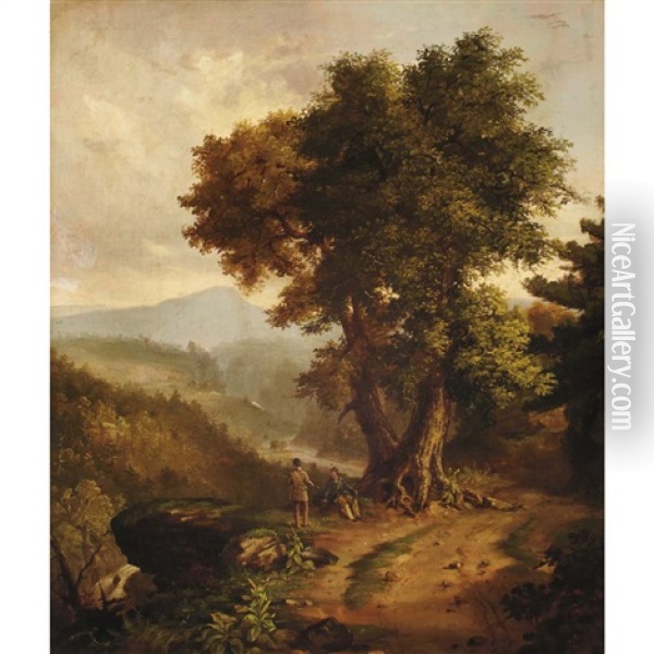Catskill Mountain View Oil Painting - James H. Cafferty