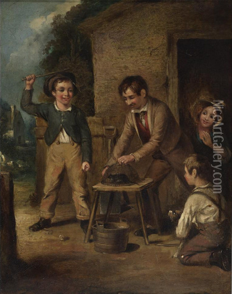 The Pet; Roasted Chestnuts Oil Painting - William Hemsley
