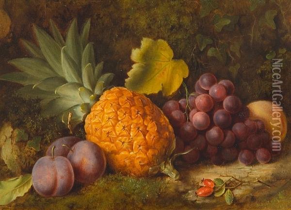 Still Life Of Fruit And Moss Oil Painting - Henry Chaplin