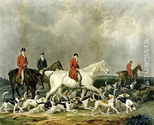 The Earl of Derby's Stag Hounds 1823 Oil Painting - James Barenger