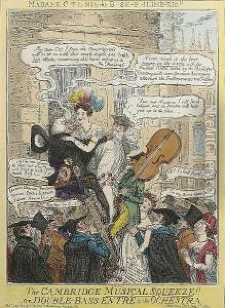 The Cambridge Musical Squeeze!!-or- Double-bass Entre To The Orchestra Oil Painting - I. Robert and George Cruikshank