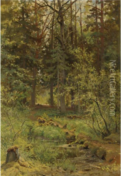 Forest Landscape Oil Painting - Ivan Shishkin