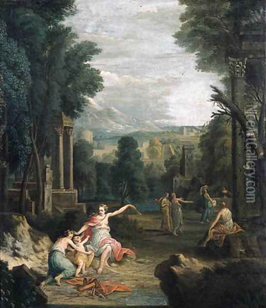Diana punishing Cupid, in a landscape Oil Painting - Hendrik Frans van Lint (Studio Lo)