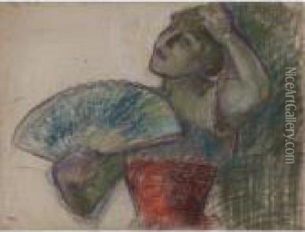 Danseuse A L'eventail Oil Painting - Edgar Degas