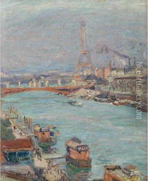 La Seine A Paris, La Tour Eiffel, Le Jour Oil Painting - Emile-Othon Friesz