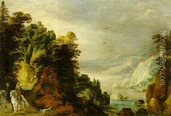 Berglandskap Med Ryttare Oil Painting - Joos de Momper the Younger