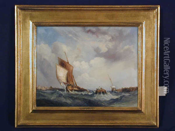 Fischerboote Vor Steiler Kuste Zwischen Molen Oil Painting - Nicolas Edward Gabe