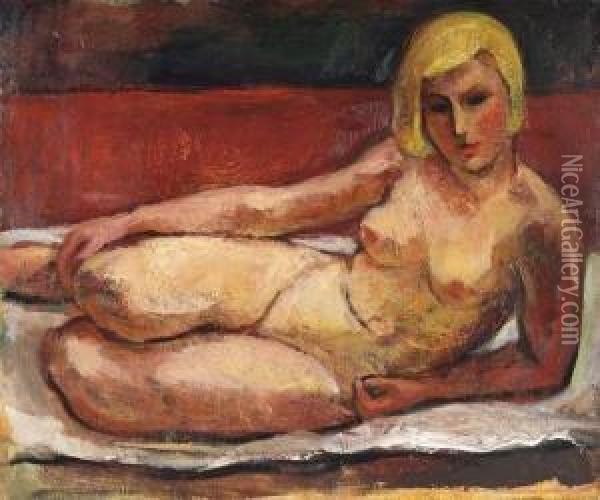 Liegender Frauenakt Oil Painting - Karl Scheld