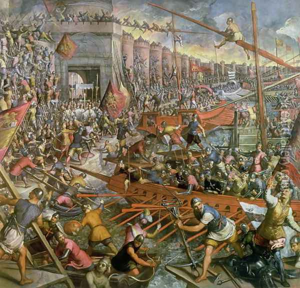 The Capture of Constantinople in 1204 Oil Painting - Jacopo Tintoretto (Robusti)