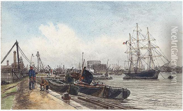 Thames At Charlton Oil Painting - Francis Seymour Leslie