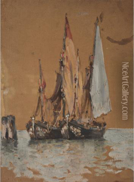 Bateaux De Pecheurs Pres De Venise Oil Painting - Felix Ziem
