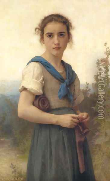 La Tricoteuse Oil Painting - William-Adolphe Bouguereau